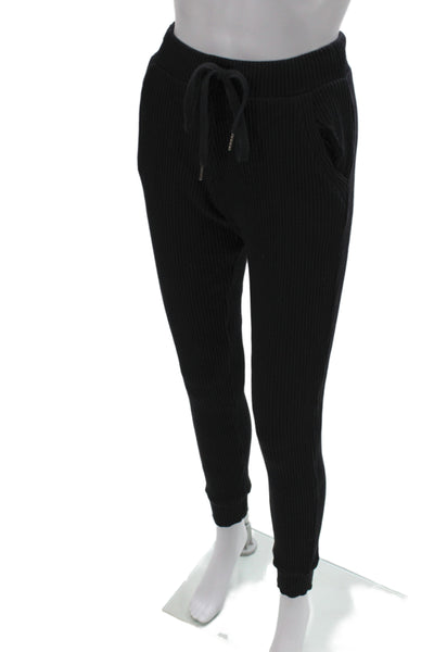 Strut This Women Black Striped Jogger Sweatpants Drawstring Size One Size