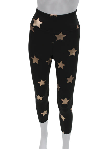 Nanette Lepore Women Ankle Leggings Black Graphic Stars Zip Size M