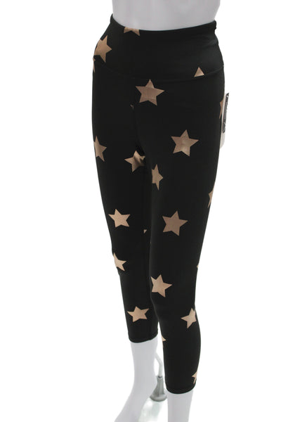 Nanette Lepore Women Ankle Leggings Black Graphic Stars Zip Size M