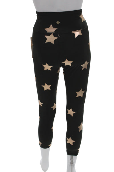 Nanette Lepore Women Ankle Leggings Black Graphic Stars Zip Size M