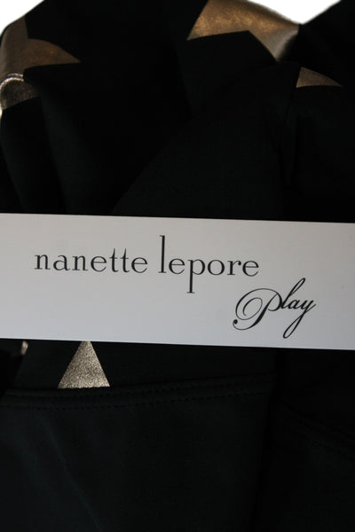 Nanette Lepore Women Ankle Leggings Black Graphic Stars Zip Size M