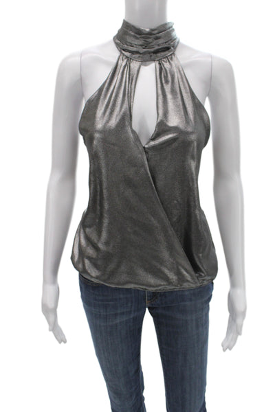 Parker Women Dark Gray High Neck Sleeveless Tank Top 100% Polyester Size XS