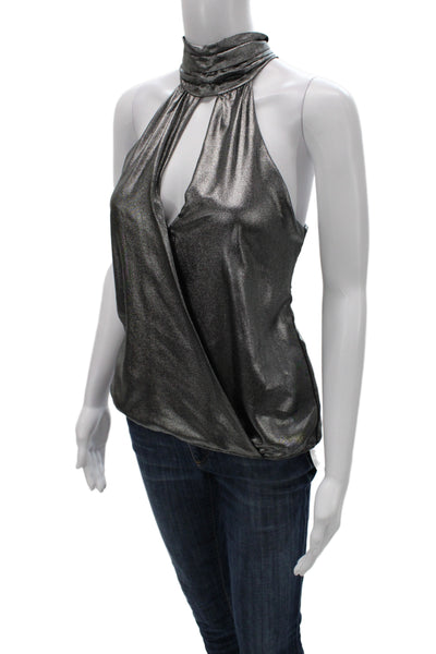 Parker Women Dark Gray High Neck Sleeveless Tank Top 100% Polyester Size XS