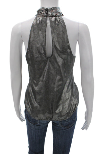 Parker Women Dark Gray High Neck Sleeveless Tank Top 100% Polyester Size XS