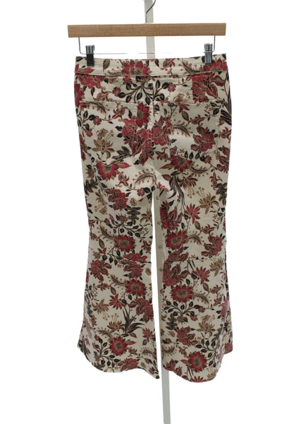 We The Free Womens Beige Floral High Rise Pants Bohemian Zip Size 26