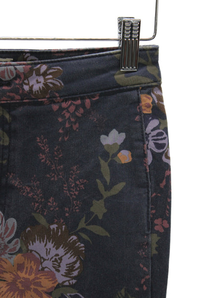 We The Free Womens Dark Blue Floral High Rise Button Jeans Bohemian Size 26