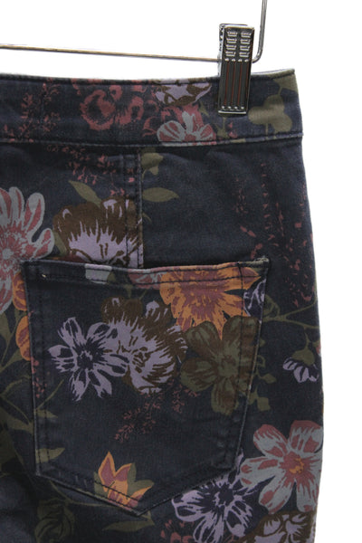 We The Free Womens Dark Blue Floral High Rise Button Jeans Bohemian Size 26