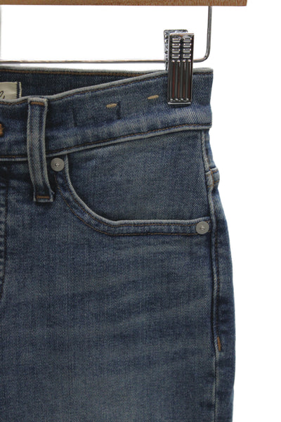Zara Woman Women Cropped Straight Dark Blue Denim Floral Bird Jeans Size 2