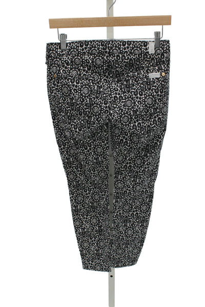 7 For All Mankind Womens Cropped Black Floral Pants Size 25