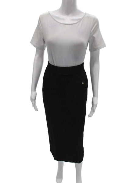 Sonia Rykiel Women Straight Pencil Black Merino Wool Blend Long Skirt Size S