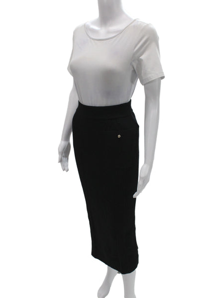 Sonia Rykiel Women Straight Pencil Black Merino Wool Blend Long Skirt Size S