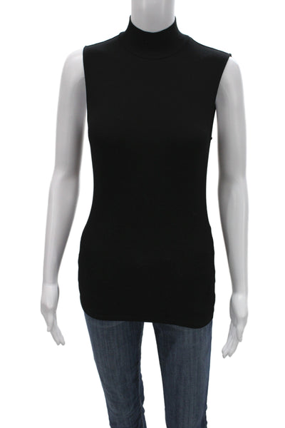Theory Womens Basic Mock Neck Sleeveless Tank Black Cotton Spandex Size 0P