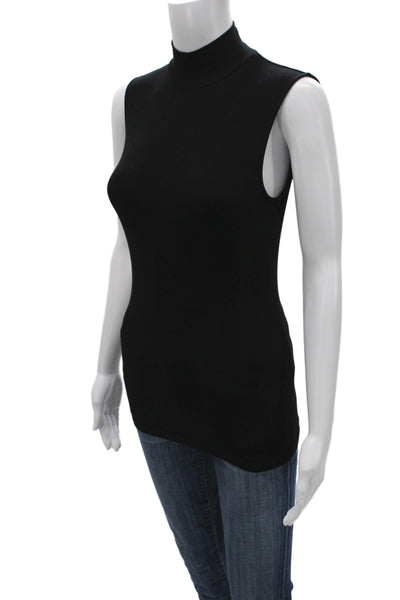Theory Womens Basic Mock Neck Sleeveless Tank Black Cotton Spandex Size 0P