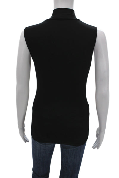 Theory Womens Basic Mock Neck Sleeveless Tank Black Cotton Spandex Size 0P