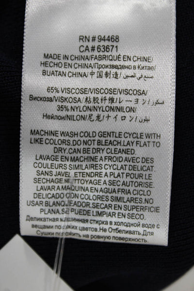 BCBG Max Azria Women Dark Blue Basic Sleeveless Turtleneck Tank Size S
