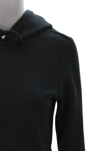 Champion Women Pullover Hoodie Black Graphic Drawstring Cotton Blend Size M