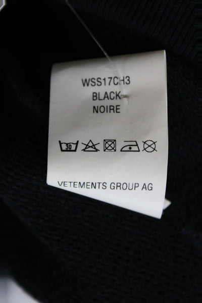 Champion Women Pullover Hoodie Black Graphic Drawstring Cotton Blend Size M