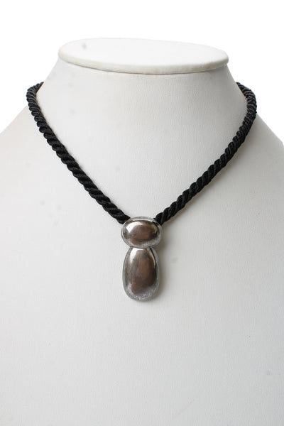 Alison Lou Womens 925 Silver Black Cord Cloud Letter "I" Necklace 17" 15.8g