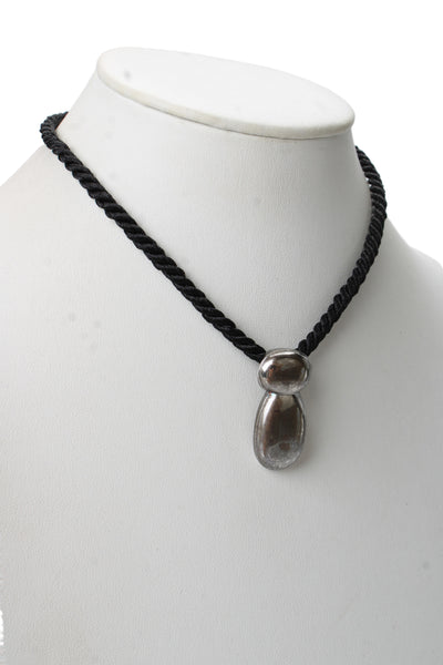 Alison Lou Womens 925 Silver Black Cord Cloud Letter "I" Necklace 17" 15.8g