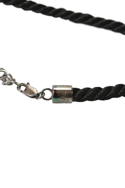 Alison Lou Womens 925 Silver Black Cord Cloud Letter "I" Necklace 17" 15.8g