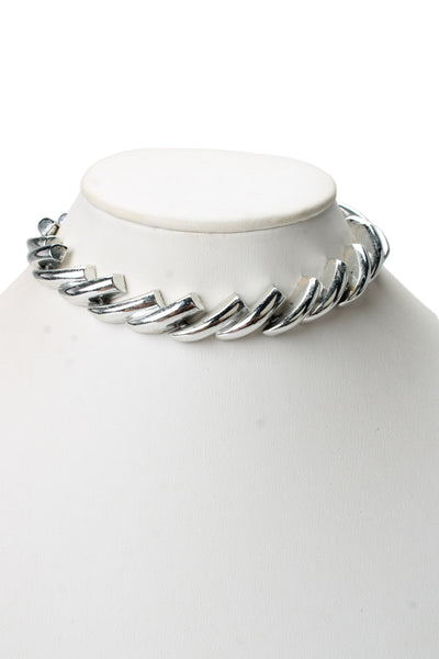 Designer Womens Vintage Silver Tone San Marco Style Collar Necklace 16"