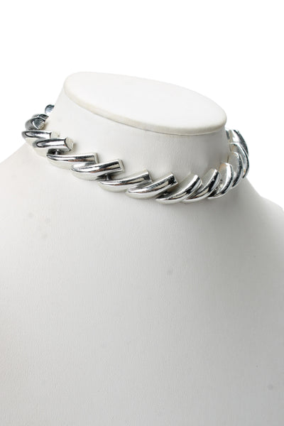 Designer Womens Vintage Silver Tone San Marco Style Collar Necklace 16"
