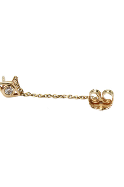 Designer Womens 14K Y Gold Diamond Evil Eye Chain Single Stud Earring .4g