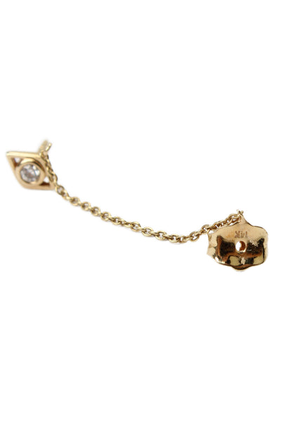 Designer Womens 14K Y Gold Diamond Evil Eye Chain Single Stud Earring .4g