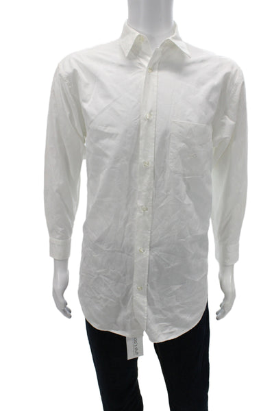 Etro Mens Long Sleeves Button Down Shirt White Cotton Size Extra Small