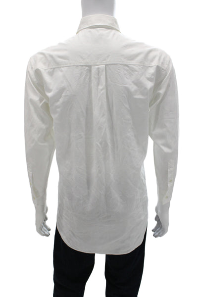 Etro Mens Long Sleeves Button Down Shirt White Cotton Size Extra Small