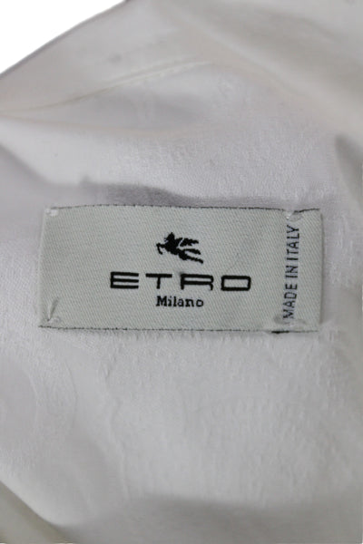 Etro Mens Long Sleeves Button Down Shirt White Cotton Size Extra Small