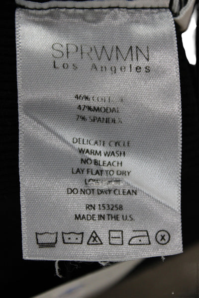 SPRWMN Womens Cropped Basic Tank Black Sleeveless Round Neck Size XS