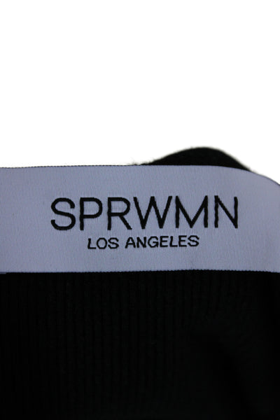 SPRWMN Womens Cropped Basic Tank Black Sleeveless Round Neck Size XS