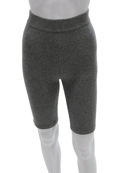 Michael Kors Collection Unisex Biker Sweat Shorts Gray Cashmere Blend Size S