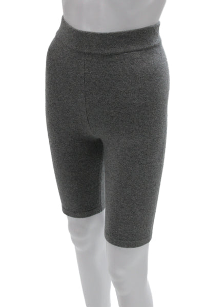 Michael Kors Collection Unisex Biker Sweat Shorts Gray Cashmere Blend Size S