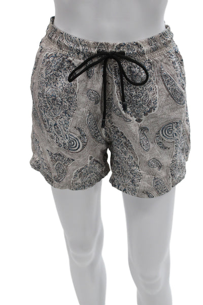 Etro Mens Beige Paisley Drawstring Beach Shorts 100% Polyamide Size S