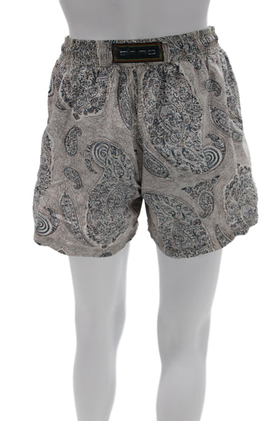 Etro Mens Beige Paisley Drawstring Beach Shorts 100% Polyamide Size S