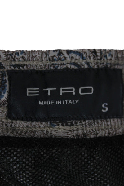 Etro Mens Beige Paisley Drawstring Beach Shorts 100% Polyamide Size S