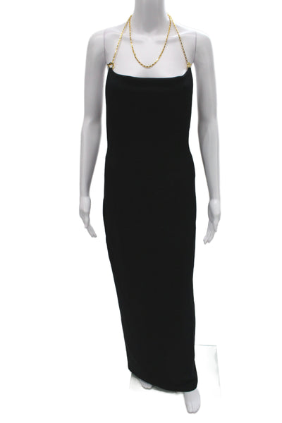 Bottega Veneta Women Slip Maxi Dress Black Sleeveless Size XS