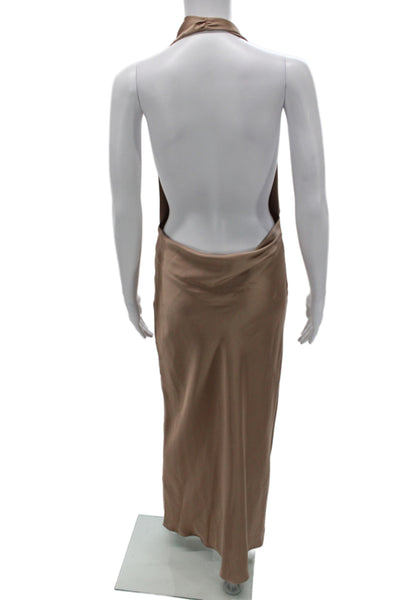 Zara Women Slip Dress Maxi Beige Tie Sleeveless Size XS
