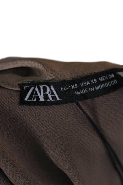 Zara Women Slip Dress Maxi Beige Tie Sleeveless Size XS