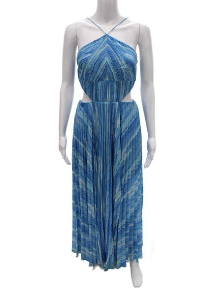 AMUR Womens Blue Striped Sleeveless Maxi Dress 100% Recycled Polyester Size 0