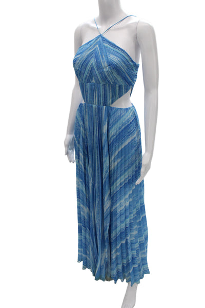 AMUR Womens Blue Striped Sleeveless Maxi Dress 100% Recycled Polyester Size 0