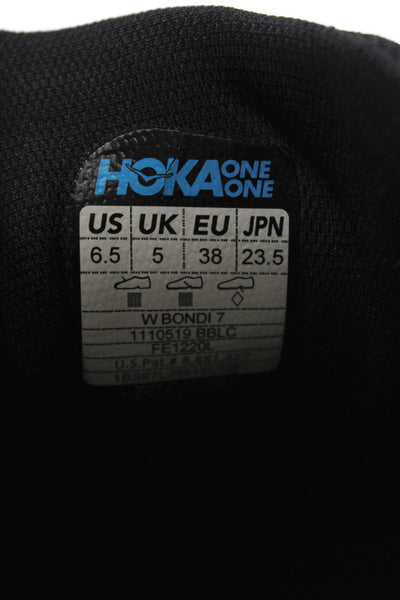 HOKA Womens Bondi 7 Lace Up Running Sneakers Black Size 6.5