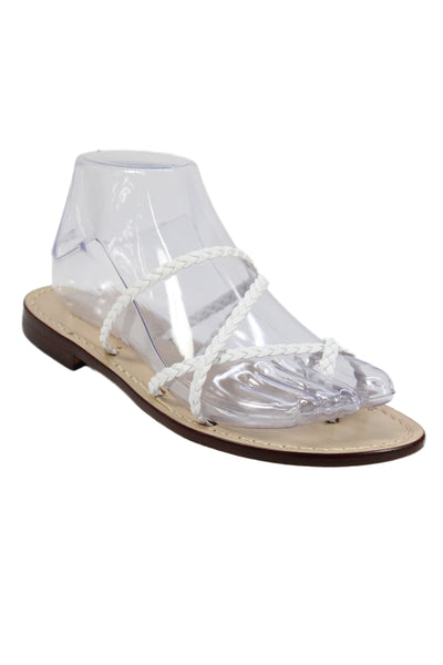 Da Costanzo Capri Womens Leather Braided Strappy Sandals White Size 37 7