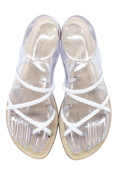 Da Costanzo Capri Womens Leather Braided Strappy Sandals White Size 37 7