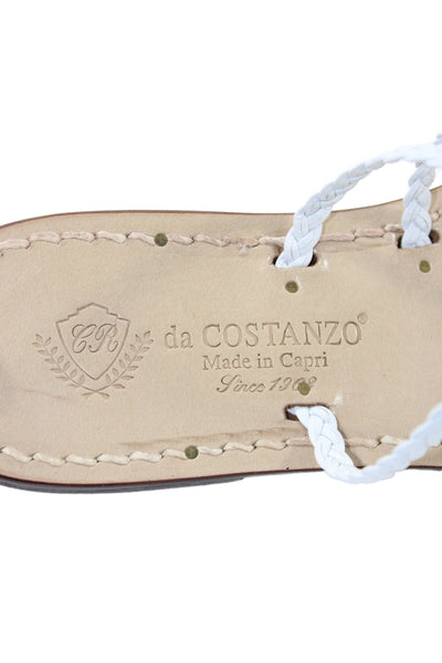 Da Costanzo Capri Womens Leather Braided Strappy Sandals White Size 37 7
