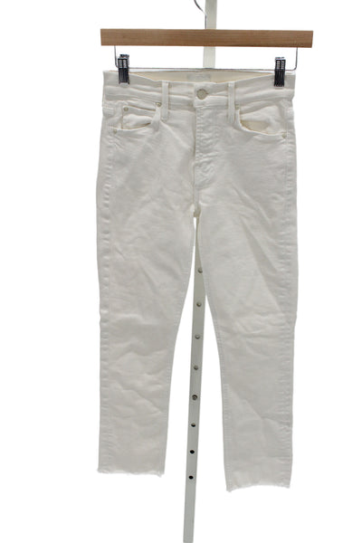 Mother Womens Skinny Cropped Ankle White High Waist Jeans Size 24