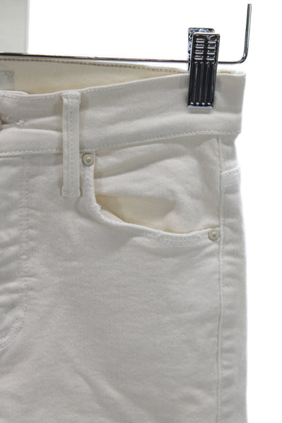 Mother Womens Skinny Cropped Ankle White High Waist Jeans Size 24