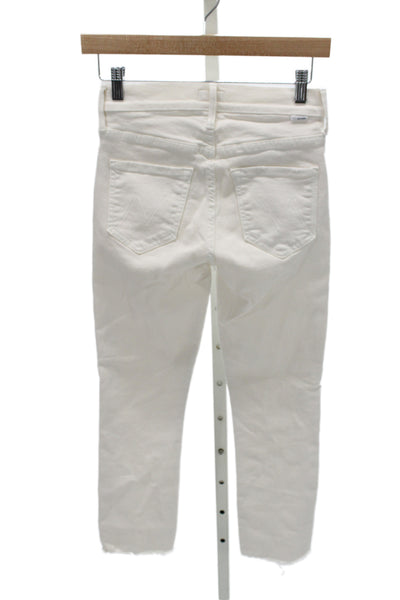 Mother Womens Skinny Cropped Ankle White High Waist Jeans Size 24